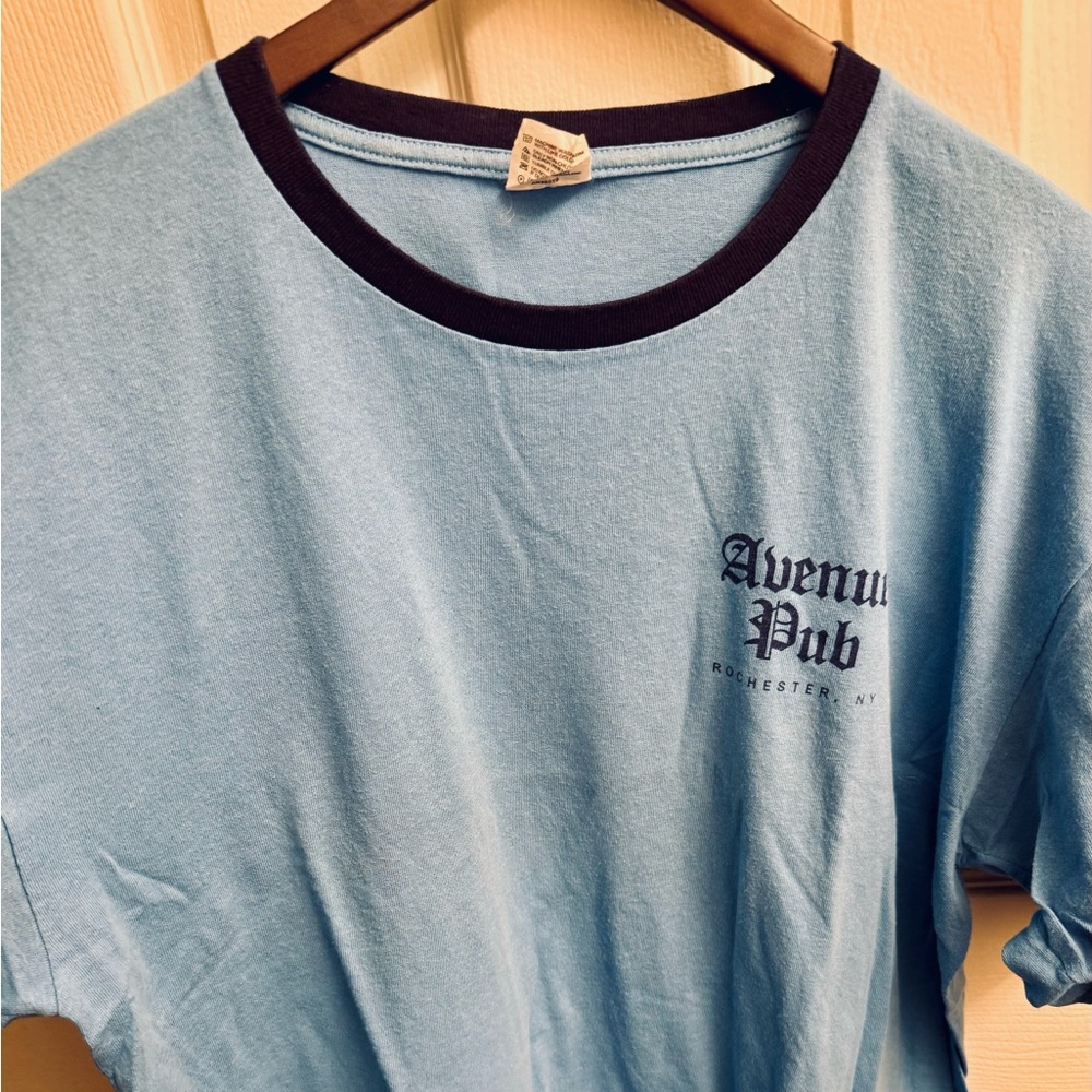 Avenue Pub 🏳️‍🌈 (Rochester, NY) Logo Ringer T-Shirt- Blue, XL